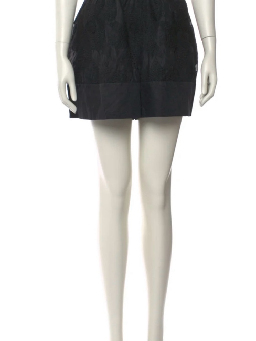 New Valentino Garavani Black Textured embroidered Mini Skirt